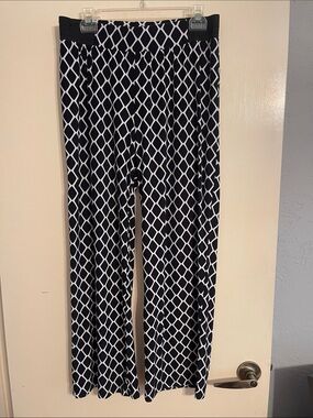 INC International Concepts Black and White Lattice Wide-Leg Pants